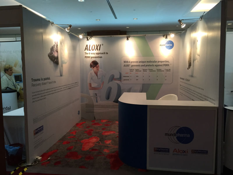 Mundipharma Simple Booth, Inkjet Sticker, Long Arm Spotlight and Counter at EQ hotel Penang